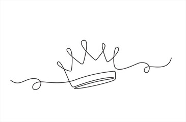 Royal Crown continuous line drawing. Simple king crown outline design concept. Vector illustration minimalist design hand drawn.  © mitay20