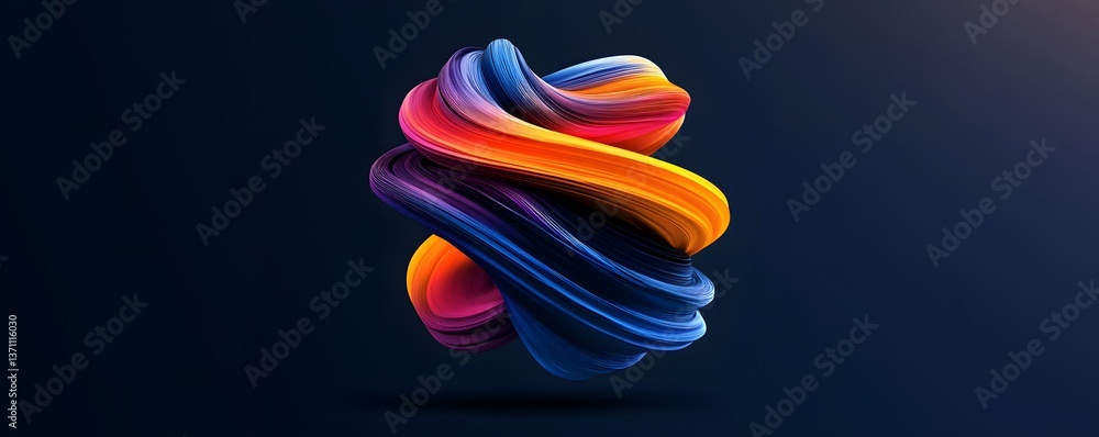 Poster a vibrant abstract swirl of colors blending seamlessly in a dark background. this eye-catching desig