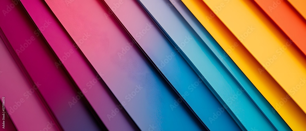 Poster a vibrant and colorful abstract background with diagonal stripes in various hues, creating a dynamic