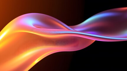 Holographic isolated liquid shape. Waves on black background