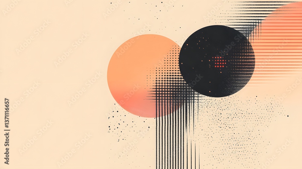 Poster an abstract design featuring vibrant circles and dynamic lines, creating a modern and artistic feel.