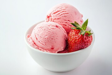 Strawberry ice cream in bowl