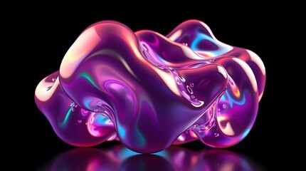 The isolated liquid shape. Purple melted substance on black background