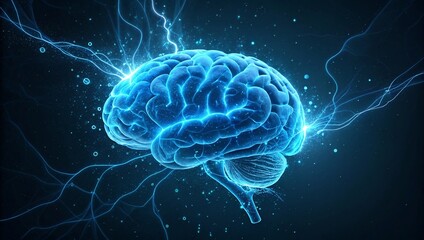 Obraz premium Futuristic Digital Brain with Neural Energy Connections