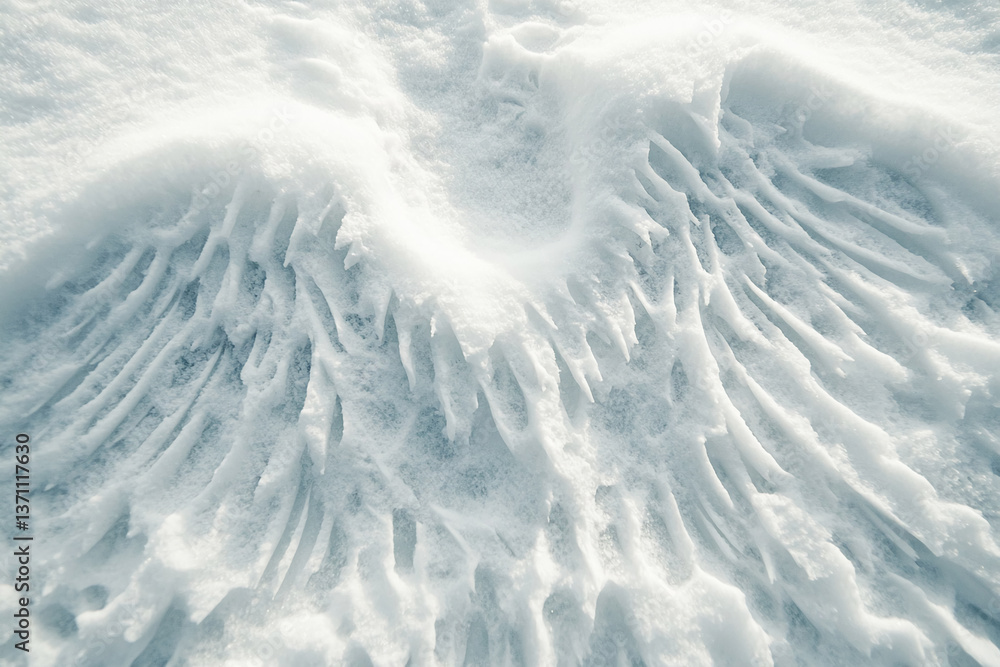 Poster close-up of a snow texture, showing icy formations creating a unique pattern, symbolizing winter, co