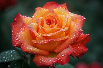 Close-up of water droplets on a vivid red rose, showcasing the exquisite beauty of the natural world.