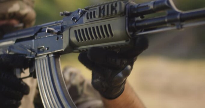 man with gun, military shooting using firearms