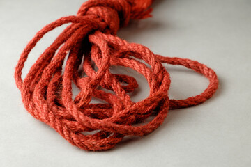 Coiled natural jute rope for Japanese bondage and shibari art