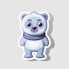 Fototapeta premium A charming cartoon polar bear character with a bright blue scarf and a happy, smiling face