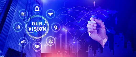Our vision, Business, technology, internet and network concept. Virtual screen of the future and sees the inscription, Our vision concept.