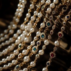 Sophisticated jewelry pearls and sapphires with a glowing aura image