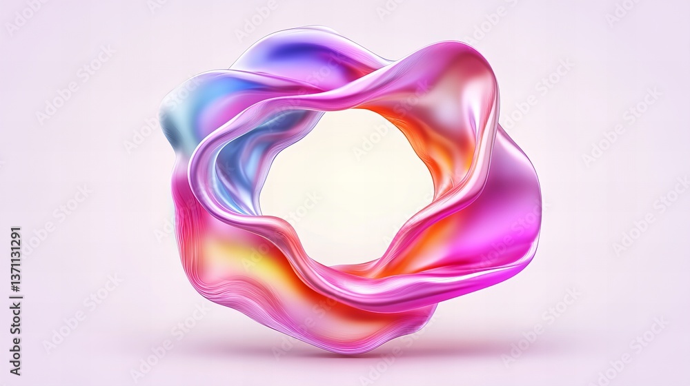 Poster abstract fluid art swirls and flows in a circular shape showcasing vibrant colors on a light backgro