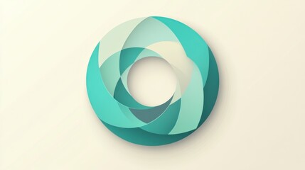 Abstract Teal and Cream Spiral Design with Layered Circles for Creative Projects
