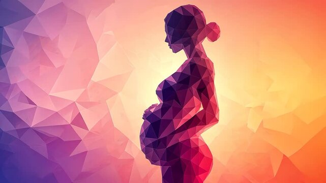 woman pregnant geometric colors illustration ai generated video concept