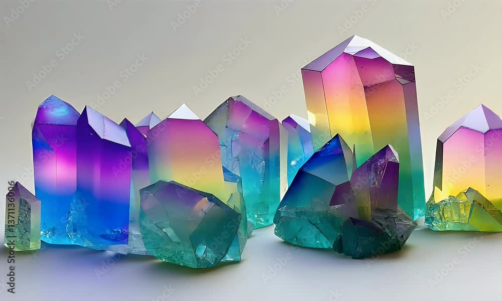 Aufkleber abstract group of multi-colored crystals with gradient background display