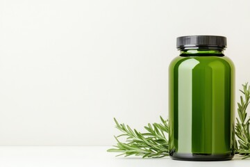 Minimalist product packaging design featuring herb garden green base and clean typography for sustainable branding