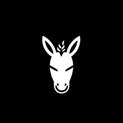 Minimalist black and white logo design featuring a stylized animal head with a leaf element