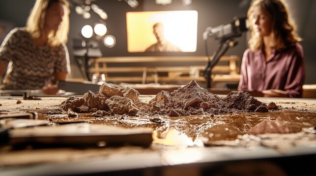 Creative collaboration in filmmaking studio behind-the-scenes action artistic environment intimate perspective innovative process