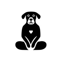 dog and heart negative space icon logo