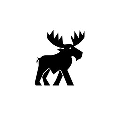 Unique minimalist moose logo design showcasing negative space in black and white for branding identity