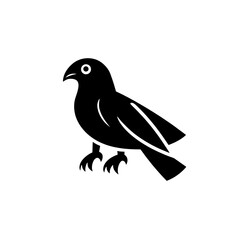 Obraz premium Modern minimalist black and white logo design featuring a stylized bird symbol with negative space for branding identity