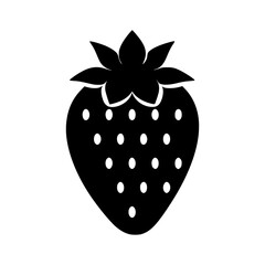 Strawberry Icon - Black Silhouette