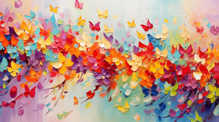 Colorful butterfly artwork bringing vibrancy to any space with a floral background