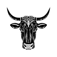 Bull Head Silhouette - Vintage Graphic Design