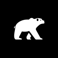 Obraz premium Negative space logo design featuring a minimalist bear silhouette in white against a black background