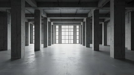 Empty Concrete Interior Space With Columns