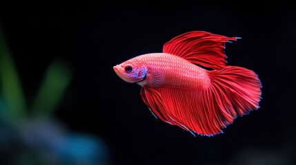 Vibrant red betta fish in profile (2)