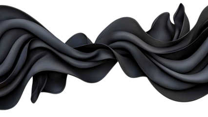 Png of A flowing, abstract wave of elegant black fabric, creating a sense of movement and depth on transparent background.