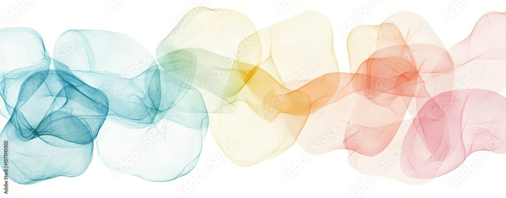 Poster ethereal waveform: abstract flowing colors and elegant transparent textures in modern digital art de