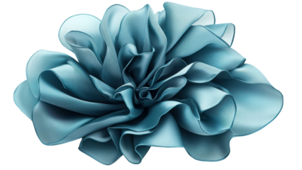 Png of A stunning blue silk flower with intricate layers, showcasing elegance and grace in its delicate design and color on transparent background.