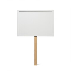 Fototapeta premium Blank white protest sign with wooden handle and minimalist design isolated on a white background