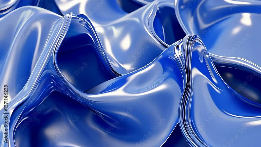 Poster fluid blue abstract texture showcasing waves and curves in a serene and modern design setting