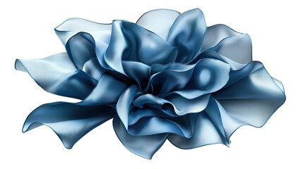 Fototapeta premium Png of A delicate blue satin flower with flowing petals, showcasing elegance and grace on transparent background.