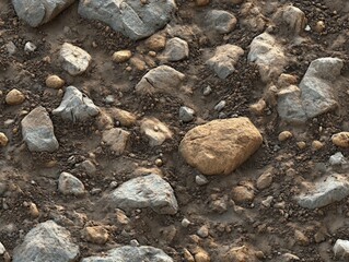 Rocky Soil and Gravel Texture: A Natural Background of Earth Surface Pattern and Rough Terrain