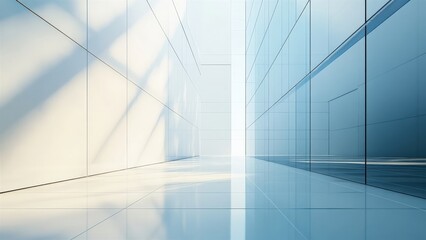 Obraz premium Modern Architectural Interior with Glass Walls and Bright Light