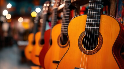 Obraz premium Row of acoustic guitars