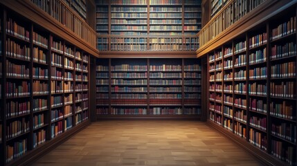 Obraz premium Grand library with towering shelves of books