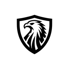 Eagle shield logo Design, Shield eagle logo, falcon or hawk head badge emblem vector icon