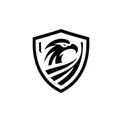 Eagle shield logo Design, Shield eagle logo, falcon or hawk head badge emblem vector icon