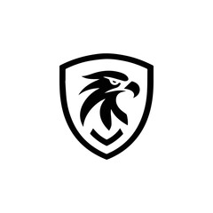 Eagle shield logo Design, Shield eagle logo, falcon or hawk head badge emblem vector icon
