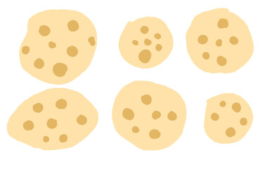 A set of delicious choco chips in PNG format with a transparent background, perfectly cut out for seamless design and creative projects. Cookie delicious.

