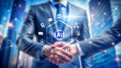 Ai tech, Global Internet connect with AI for business, Artificial Intelligence, using command prompt for generates something, Futuristic technology transformation.