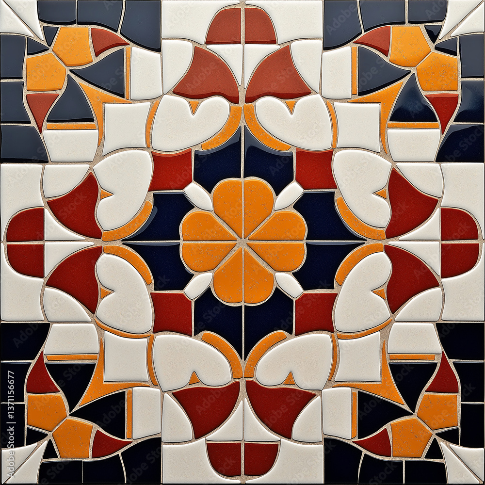 Poster Colorful mosaic tile creating a stunning geometric pattern
