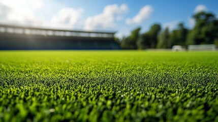 An image of soccer field. A photo of empty soccer field. A green stadium with vibrant green field. A picture of lifestyle a football pitch.