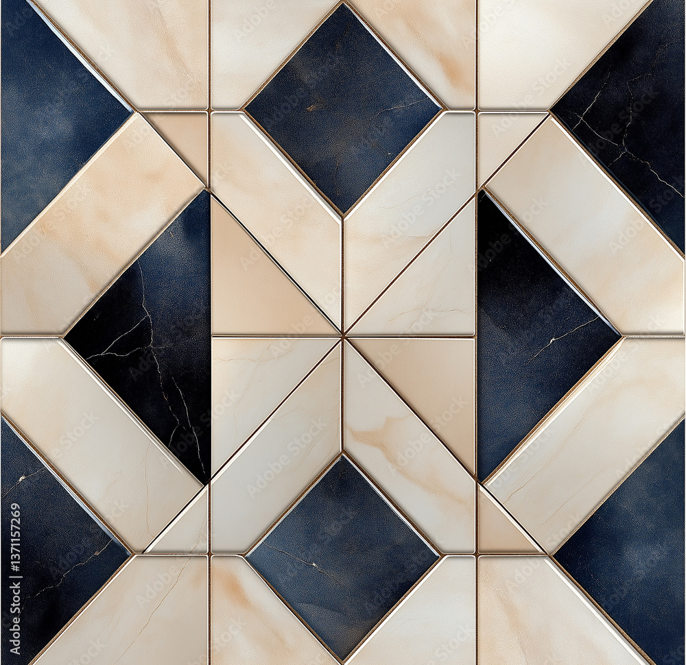 Poster Geometric marble tiles creating modern and stylish pattern