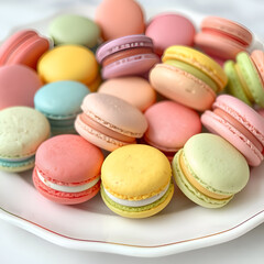 Obraz premium colorful macaroons on a wooden table
